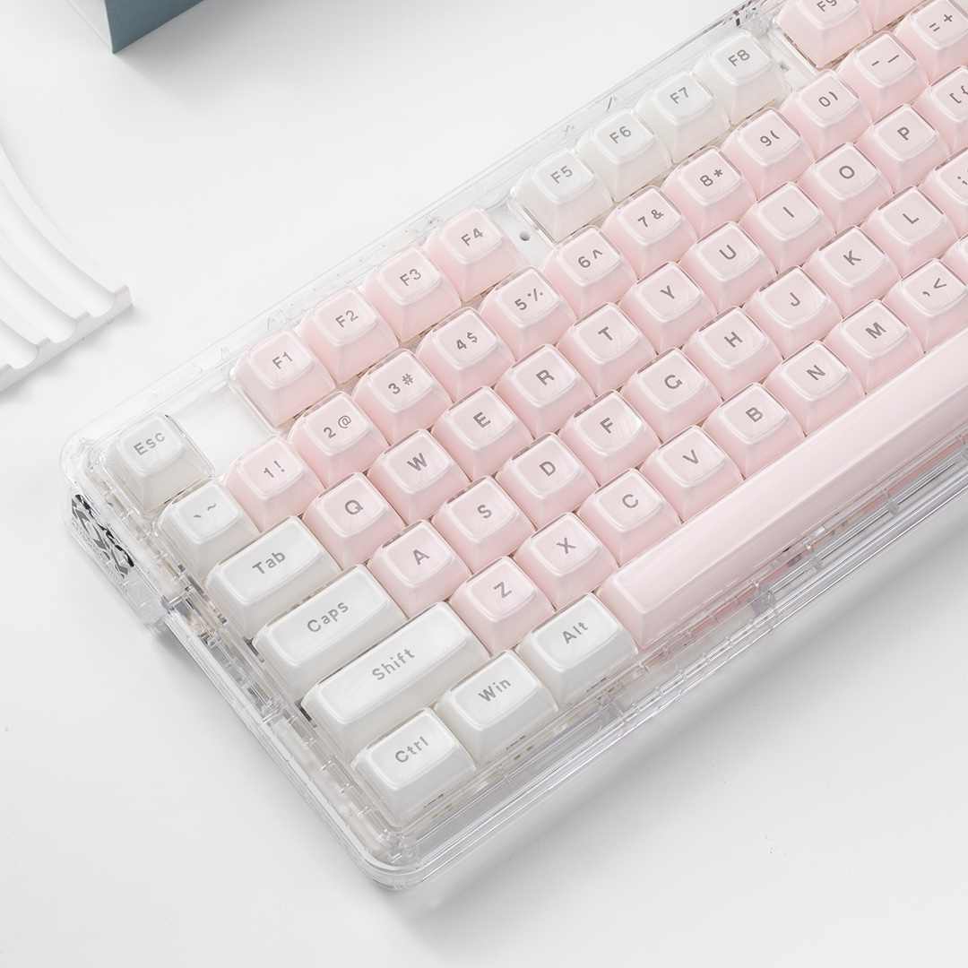 Pc Gaming Pink - Teclas Transparentes de Cristal Rosa e